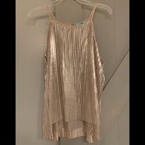 Karlie Metallic Pleated Top